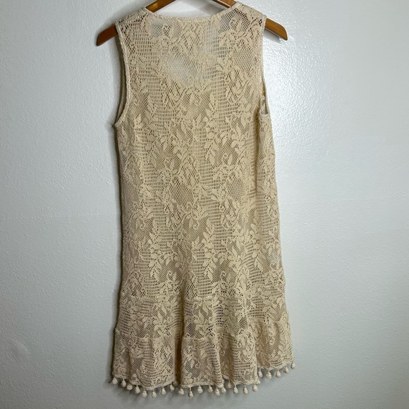 Temptation Positano 100% Cotton Cream Crochet Lace Tunic Mini Dress Size L - Picture 9 of 12